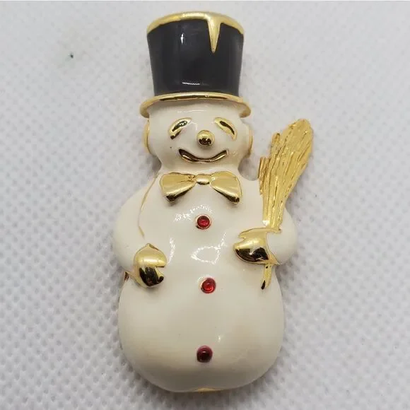 Vintage Snowman Brooch  - Picture 2 of 4